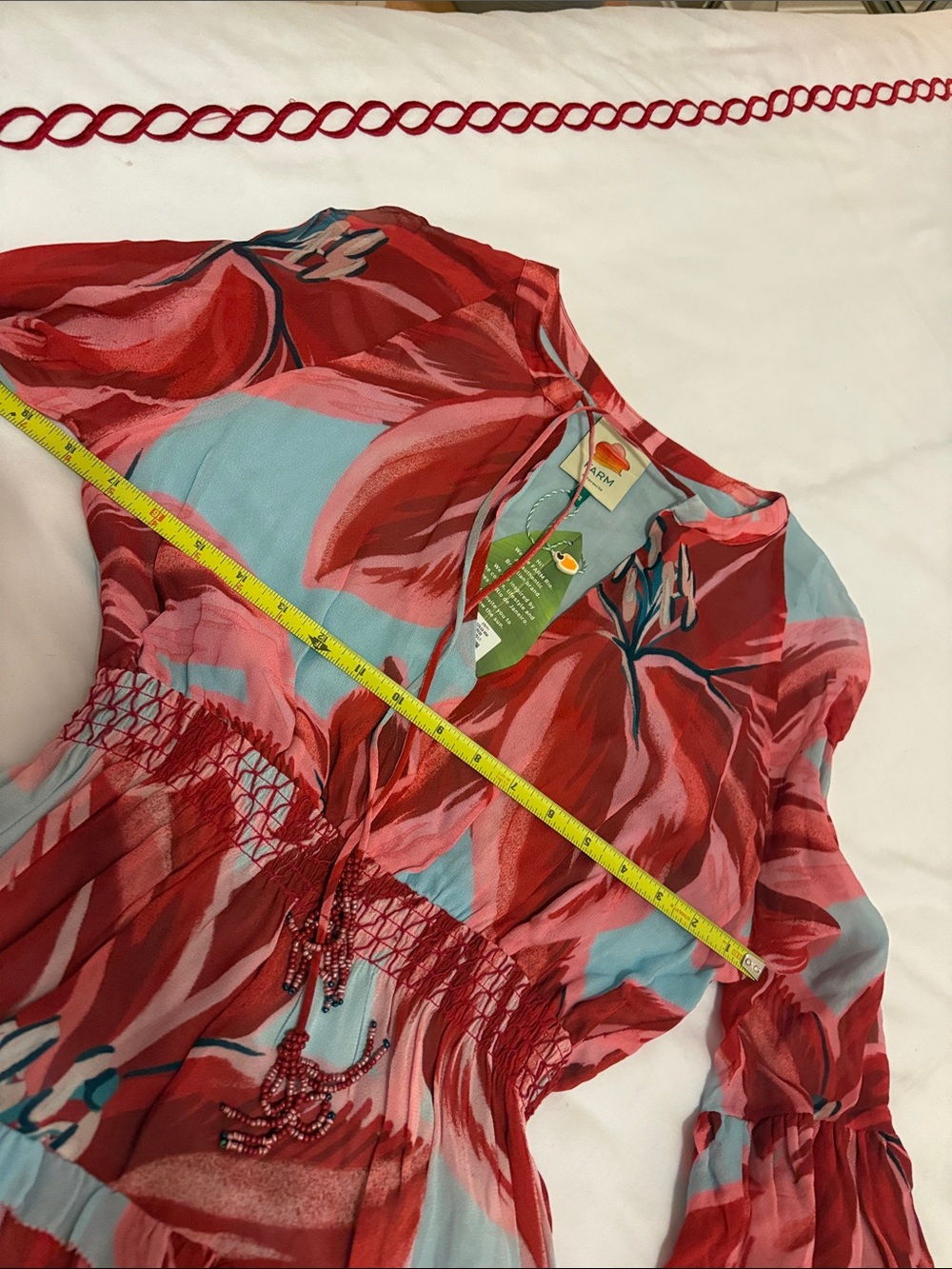 FARM Rio Red & Light Blue Azalea Mini Dress - Picture 8 of 13
